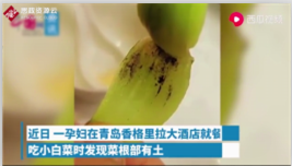 孕婦在青島香格里拉大酒店就餐時發(fā)現(xiàn)小白菜沒有<em>被</em>處理干凈