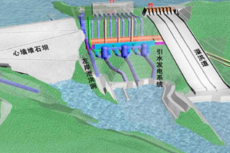 濡扎渡水<em>電站</em>樞紐建筑物透視圖